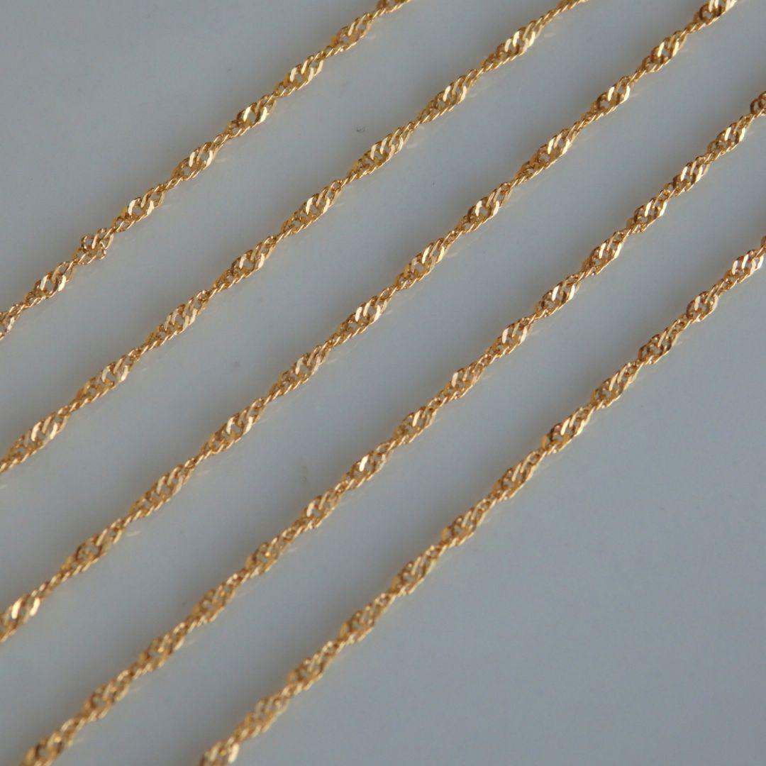 まる　k18アンクレット　スクリューチェーン　1.3㎜幅　つけっぱなし