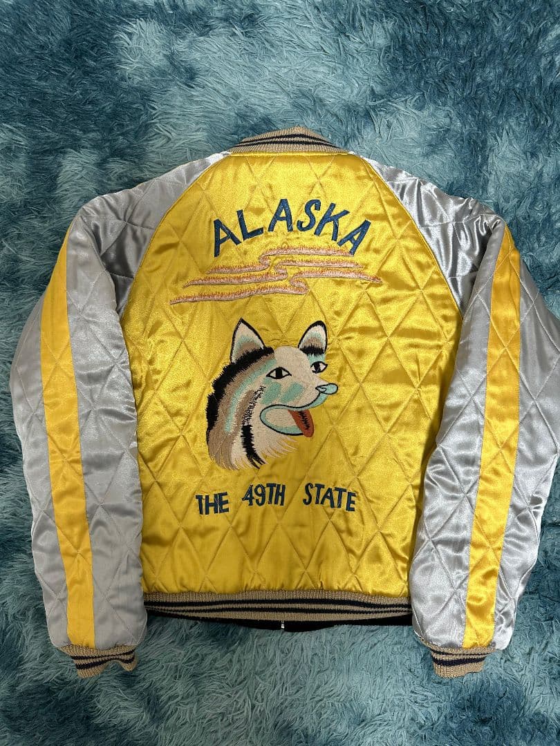 テーラー東洋 アラスカ 別珍 リバーシブル スカジャン 白熊 狼 黒×黄