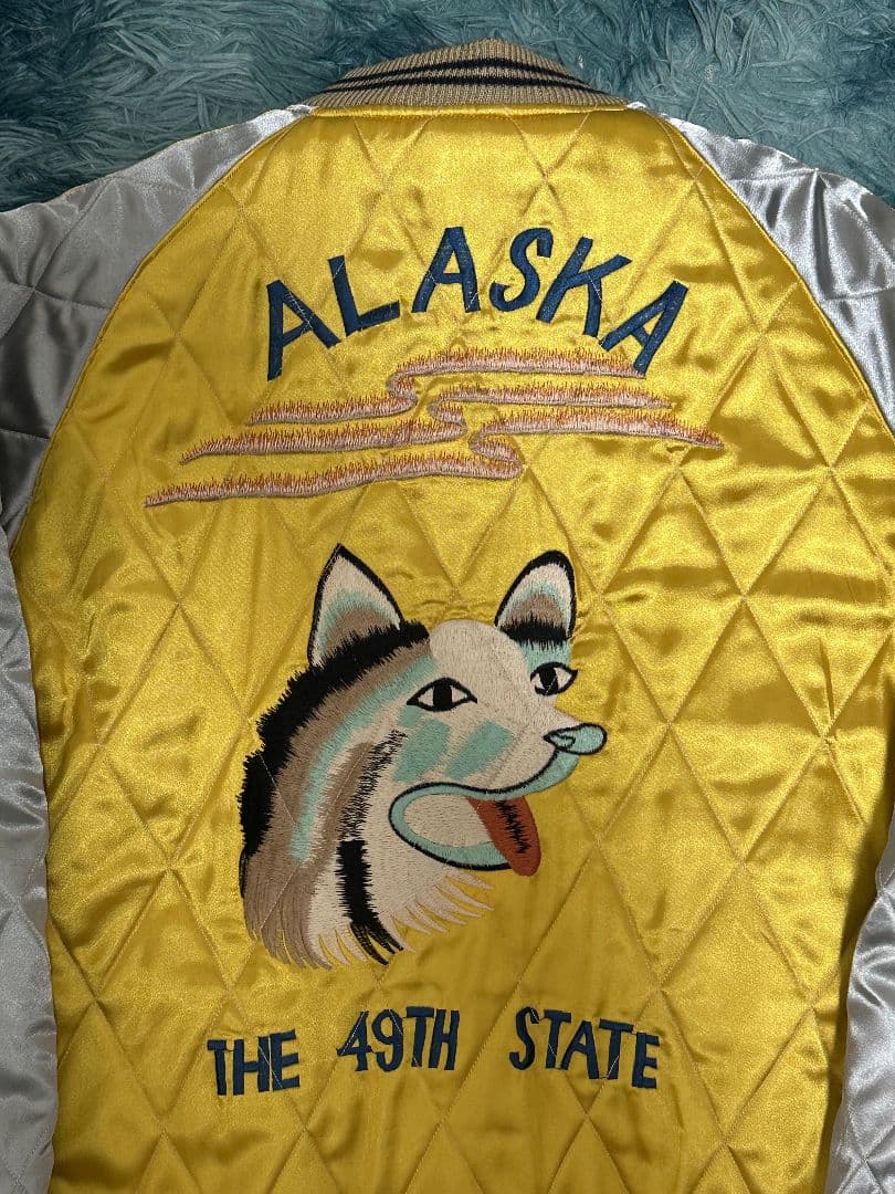 テーラー東洋 アラスカ 別珍 リバーシブル スカジャン 白熊 狼 黒×黄