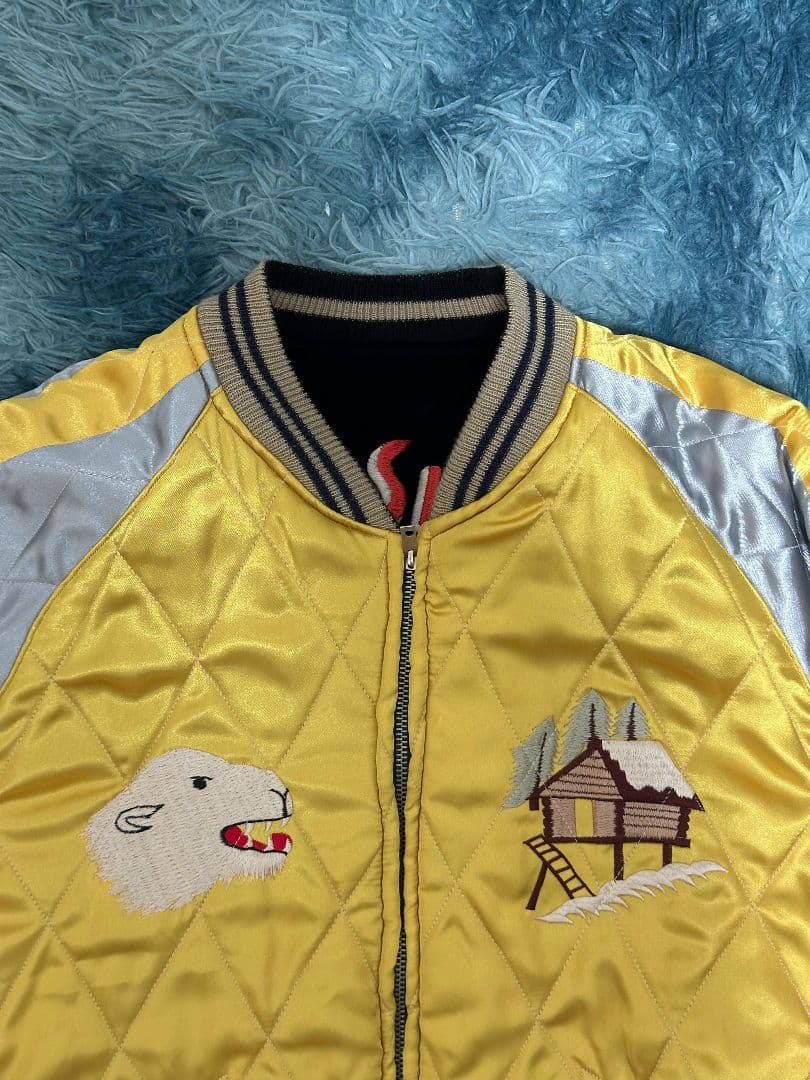 テーラー東洋 アラスカ 別珍 リバーシブル スカジャン 白熊 狼 黒×黄