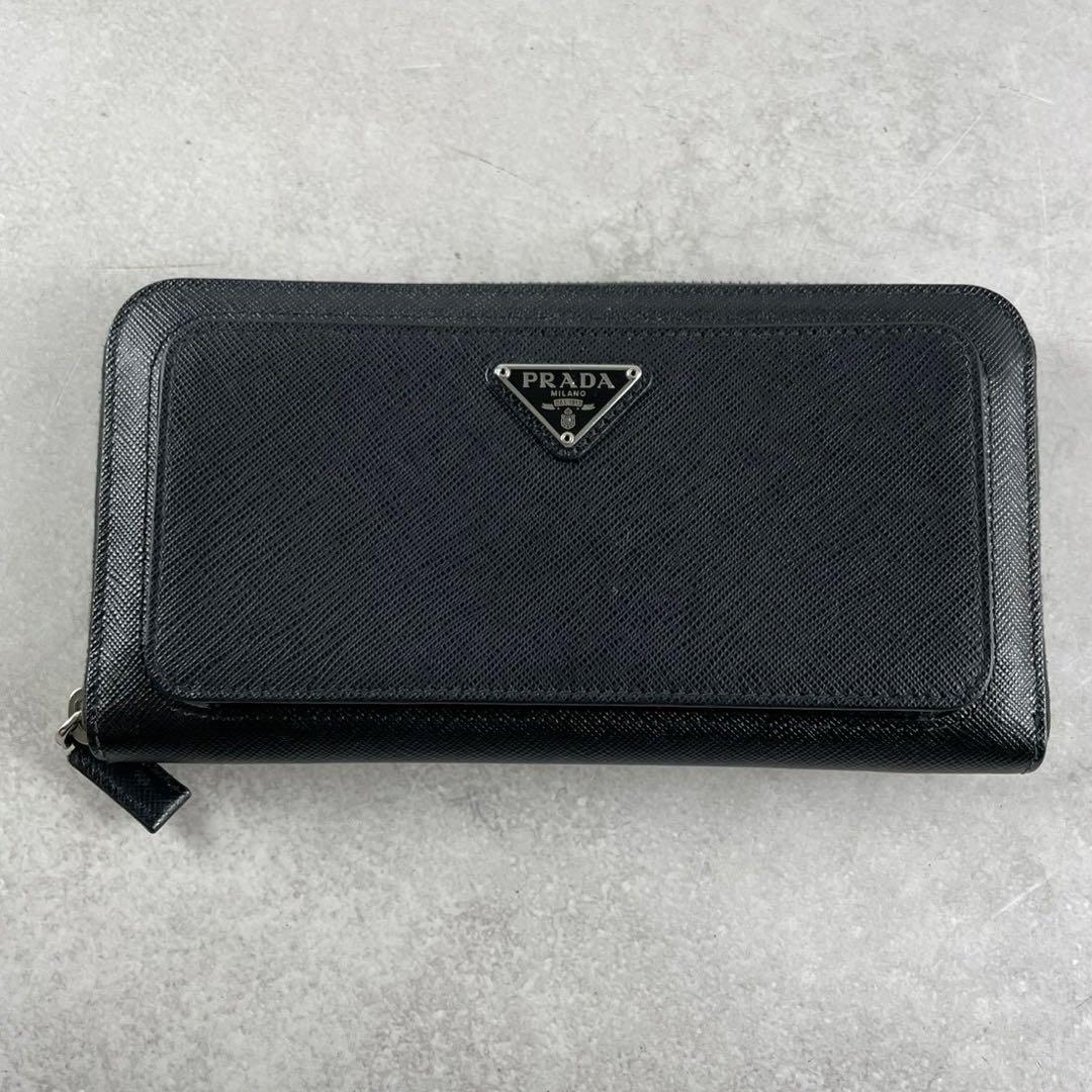 【付属品完備】PRADA 長財布 ラウンドファスナー サフィアーノ ブラック