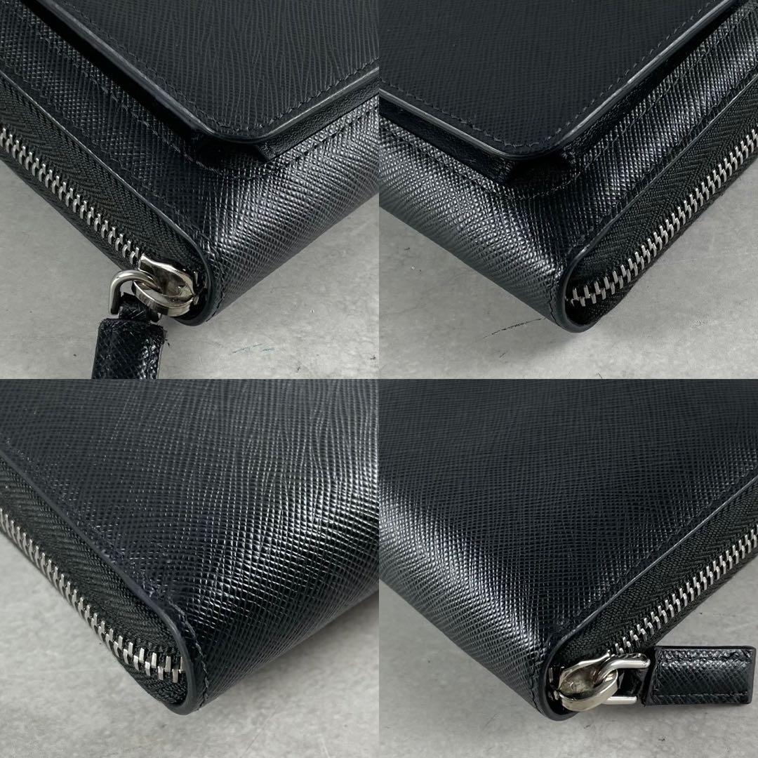 【付属品完備】PRADA 長財布 ラウンドファスナー サフィアーノ ブラック