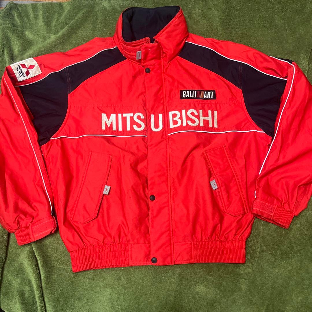 希少　三菱 ラリーアート ロゴ刺繍ワッペン ブルゾン ナイロンジャケット 赤