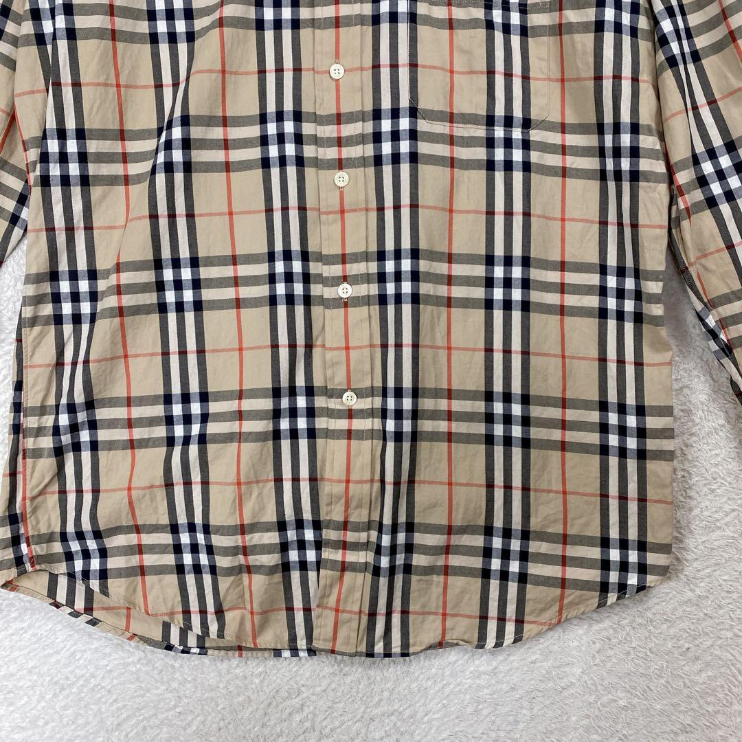 【美品・人気】バーバリーロゴ刺繍　ノバチェック　ベージュ　L