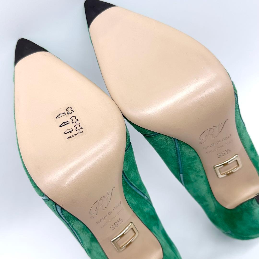 未使用✨ロジェヴィヴィエ スエード パンプス ハイヒール グリーン系 23.5位