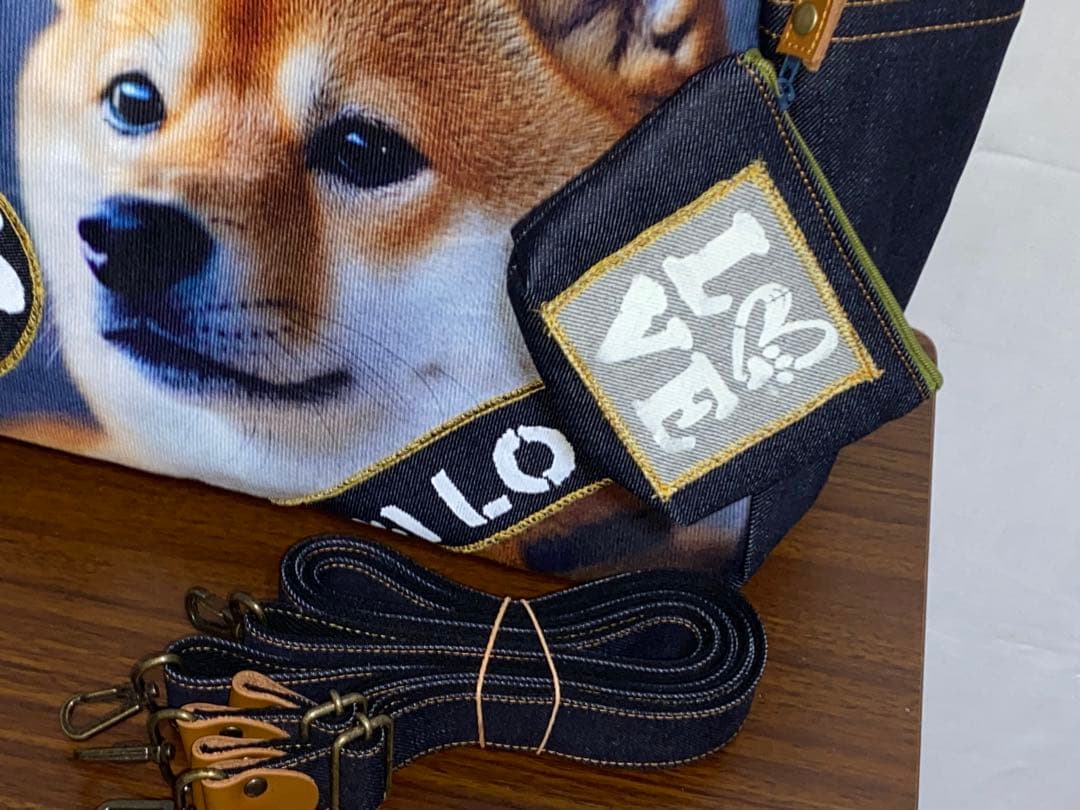 ☆ハンドメイド☆岡山デニム☆柴犬☆4wayあおりバッグ