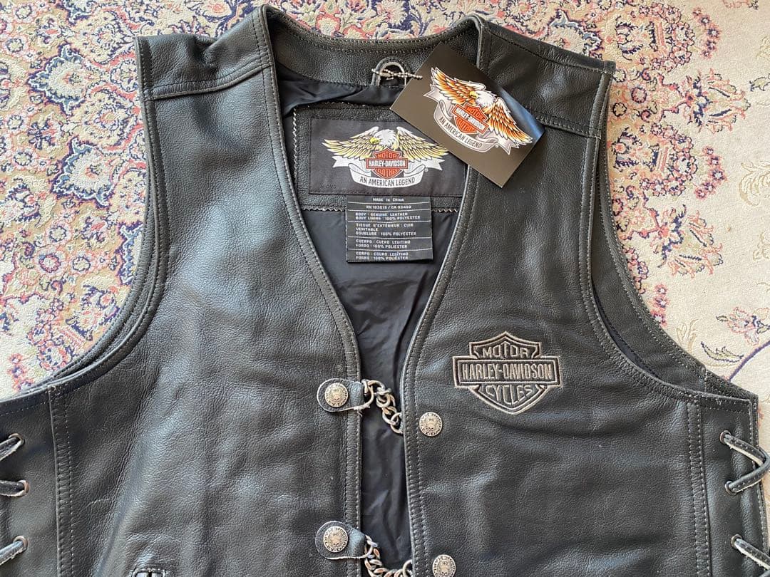 新品未使用Harley-Davidsonレザーベスト スカルベスト 現品限り激安