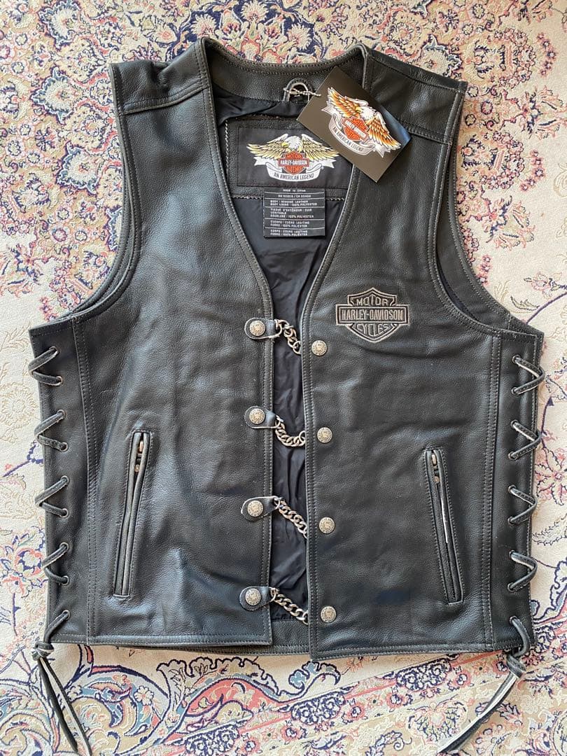 新品未使用Harley-Davidsonレザーベスト スカルベスト 現品限り激安
