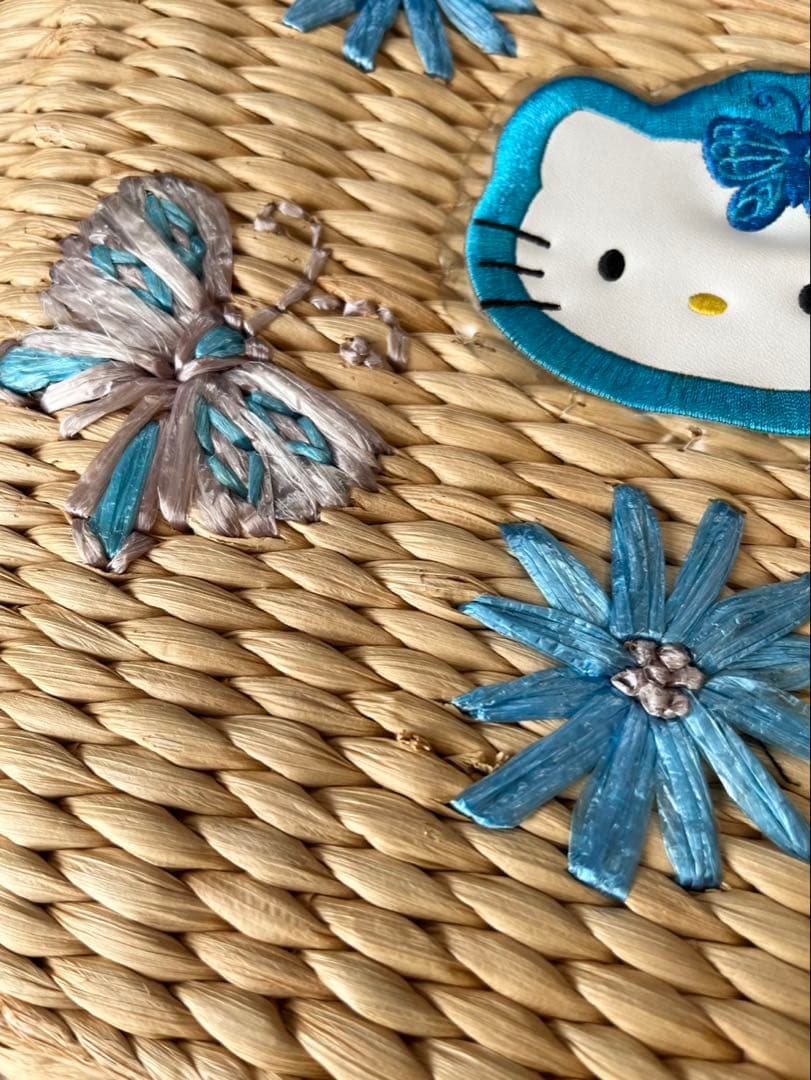 激レア ハローキティ カゴバッグ バタフライ　蝶々　レトロ　青