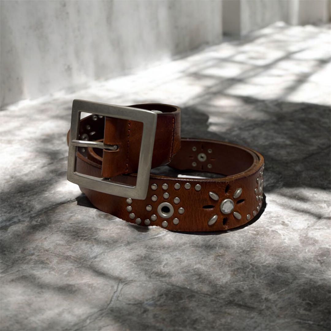 90s leather studs beltスタッズベルト本革 HTC 円堂守
