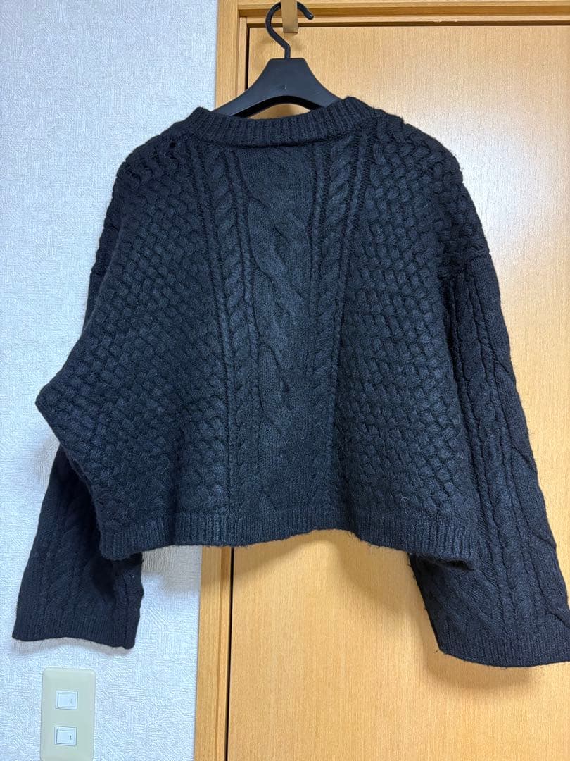 RATA オリジナルニット　ケーブル柄　BLACK カーディガン