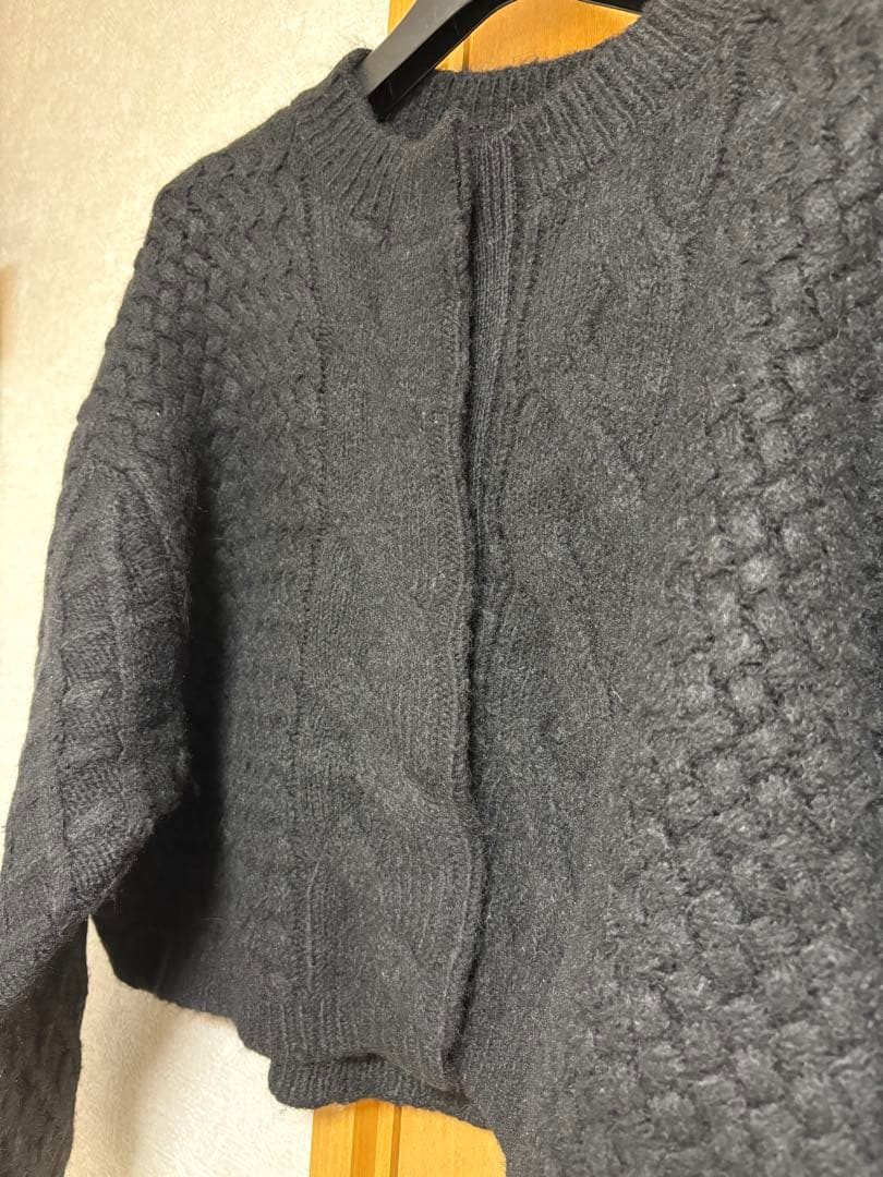 RATA オリジナルニット　ケーブル柄　BLACK カーディガン