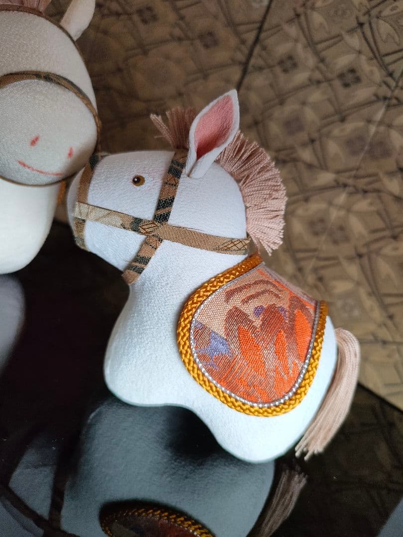 創作人形　午　干支　お正月飾り　縮緬　親子一点物