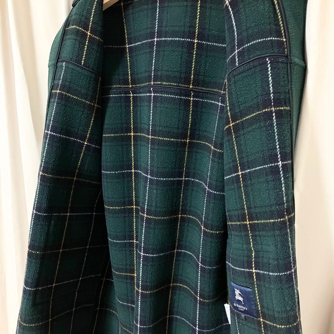 バーバリーロンドン ノバチェック ダッフルコート フード グリーン S