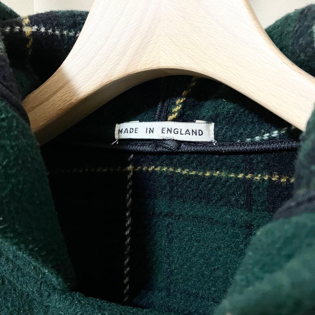 バーバリーロンドン ノバチェック ダッフルコート フード グリーン S