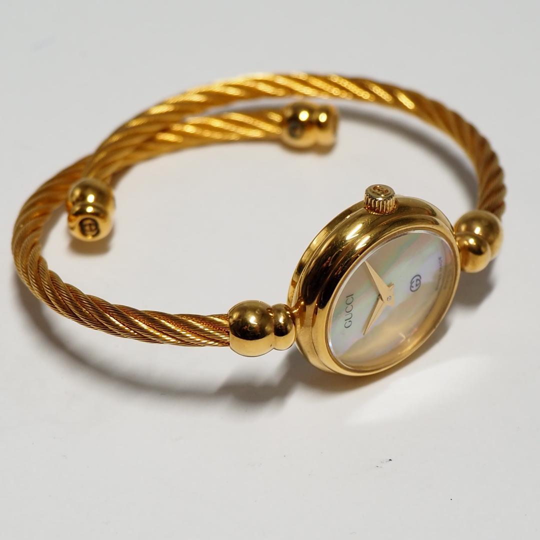 美品 グッチ GUCCI バングルウォッチ 2700L シェル 腕時計 H460