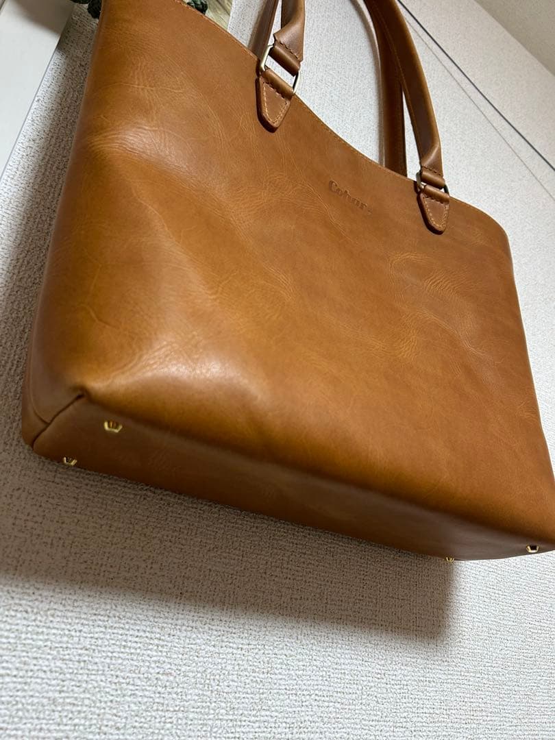 総手縫い　トートバッグ　ハンドル長め　男性にもおすすめ　フルタンニン　ヌメ革