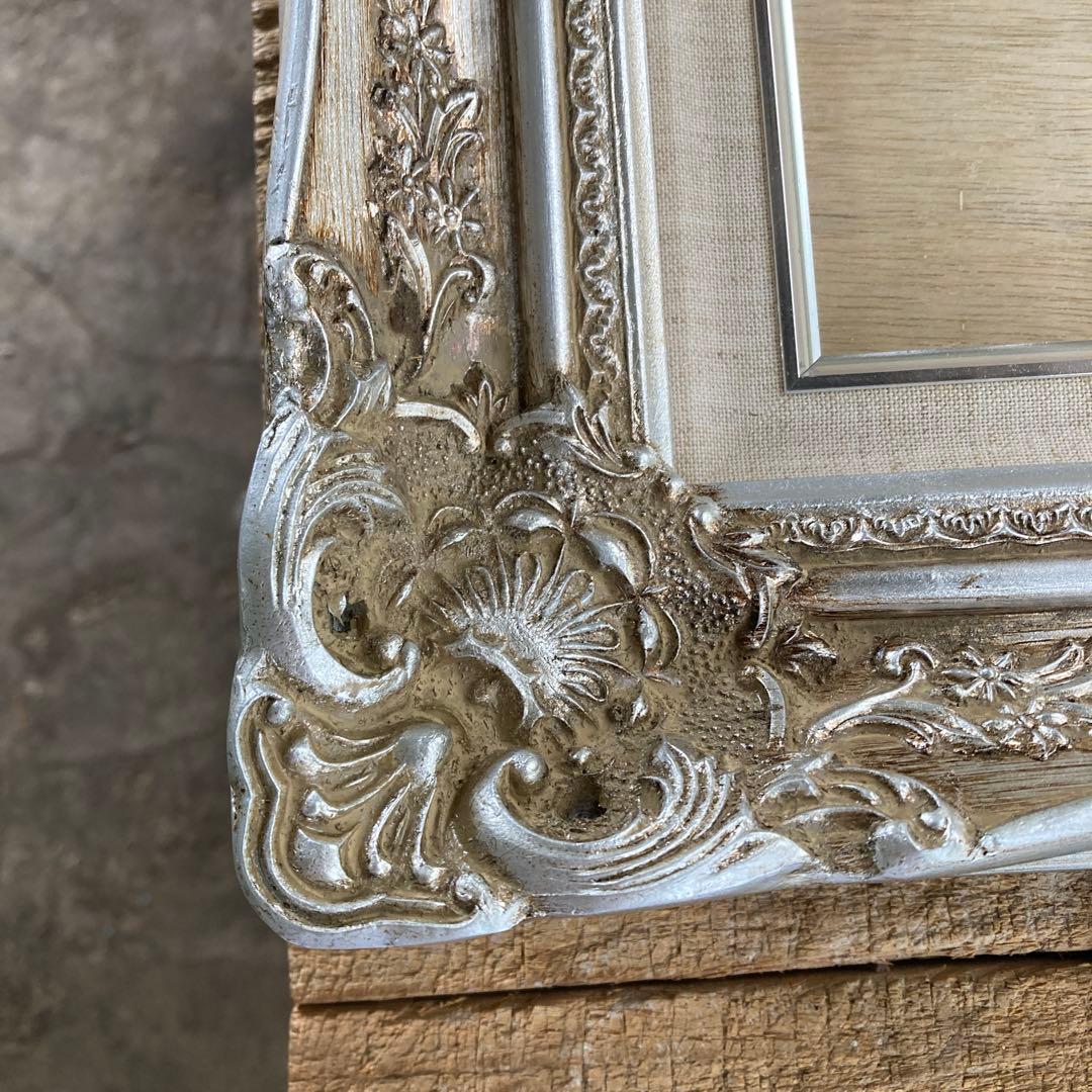 ち*す様 F8号 バロック調 油彩額縁 シルバーフレーム 銀色