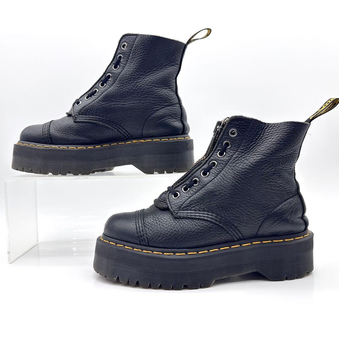 ドクターマーチン シンクレア シボ ブラック フロントジップ ダブルソール 厚底