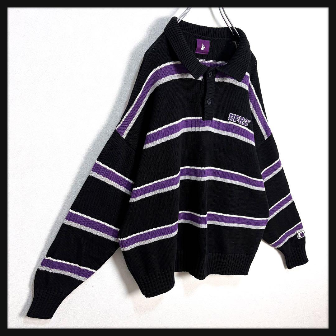 【京都限定カラー】FR2 ワンポイント刺繍ロゴ ニット 襟付き 完売カラー 美品