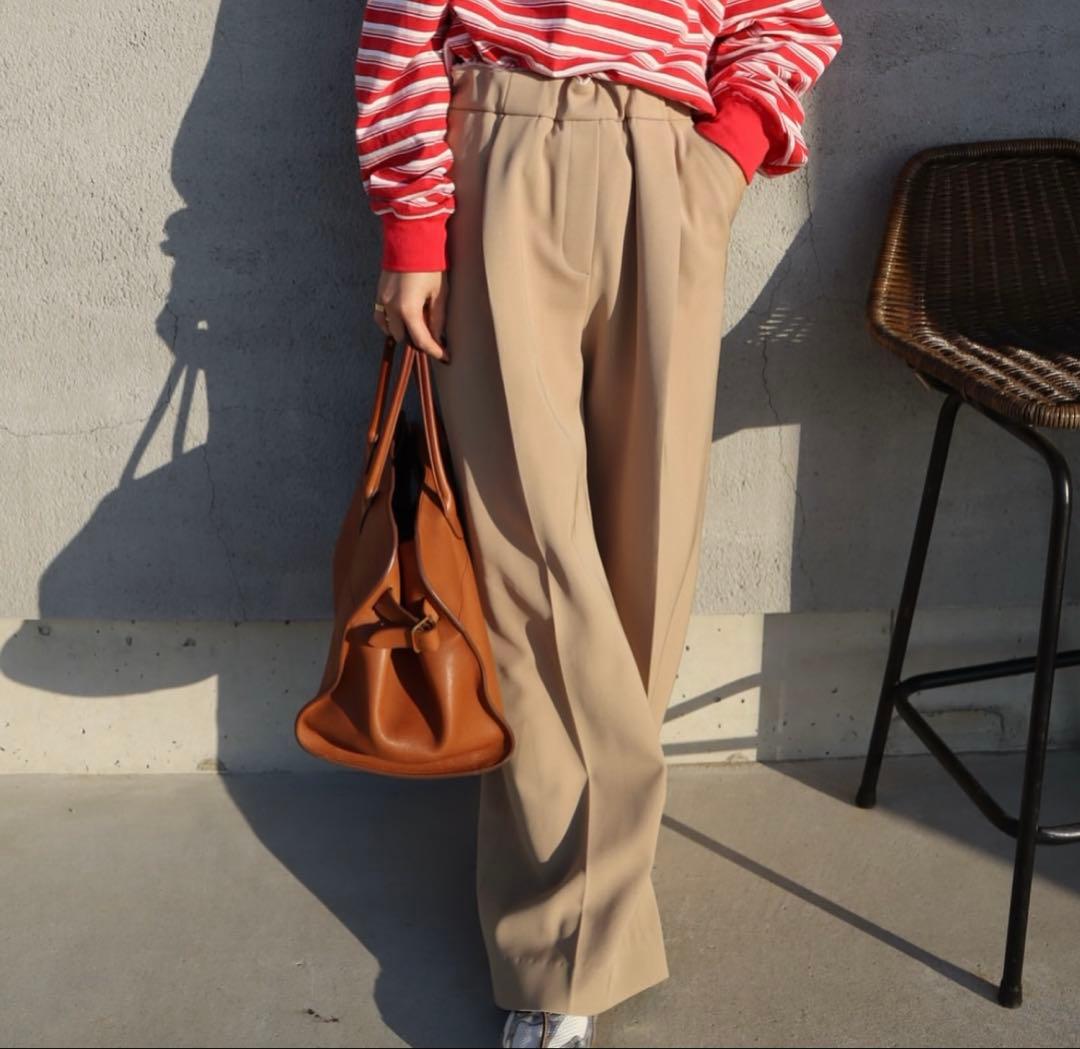 【epa】twill wide pants ツイルワイドパンツS ベージュ