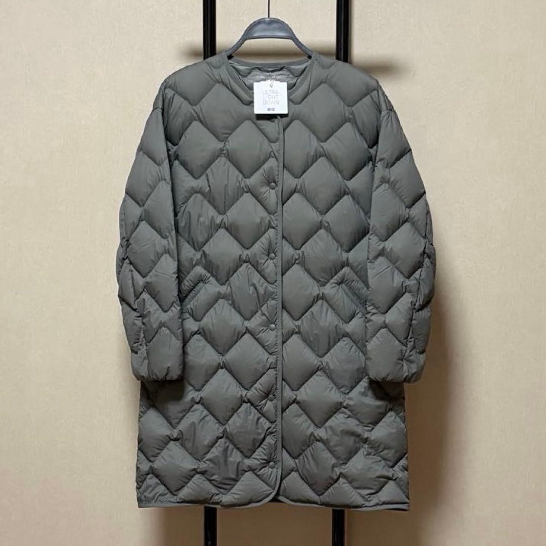 新品 ユニクロ ウルトラライトダウン リラックスコート オリーブ L