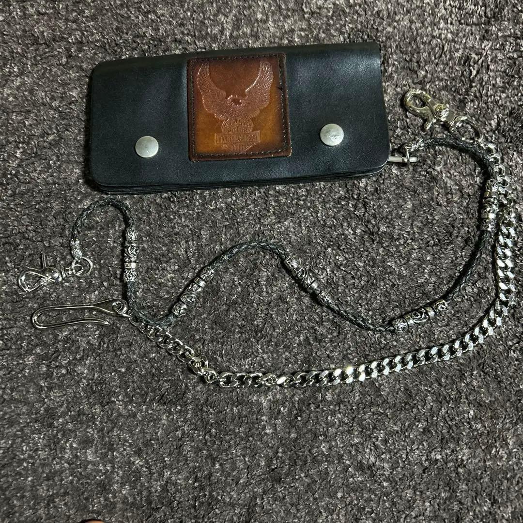 ク*ロ様 ビンテージ　ハーレーダビッドソン　本革トラッカーウォレット　80s90