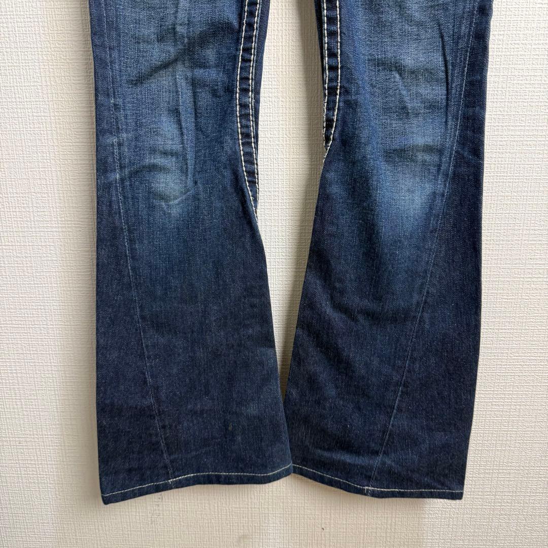 652 トゥルーレリジョン JOEY ピンク刺繍フレアデニム USA製 25