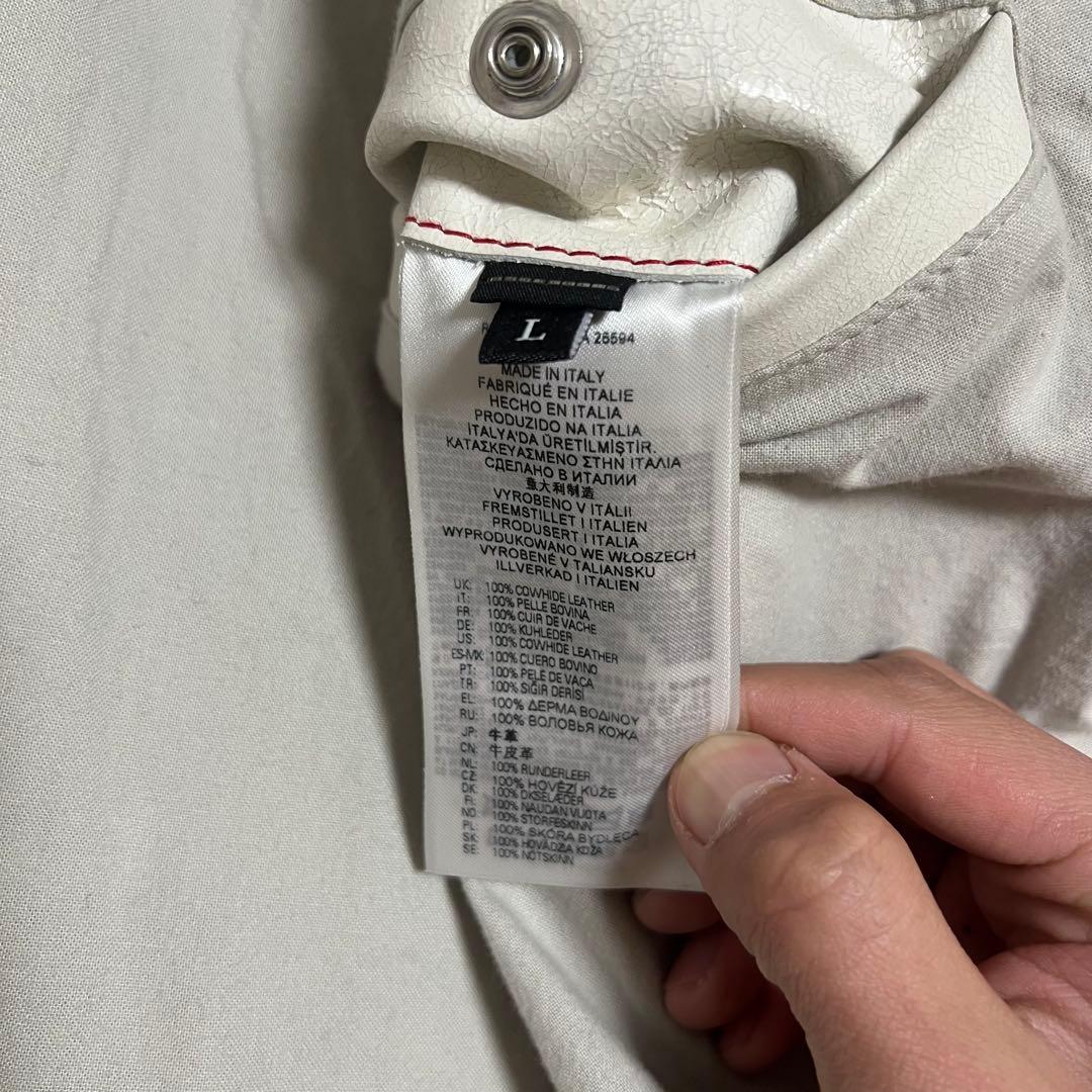 DIESEL 中華新年モデル クラック加工 ホワイト レザー ジャケット