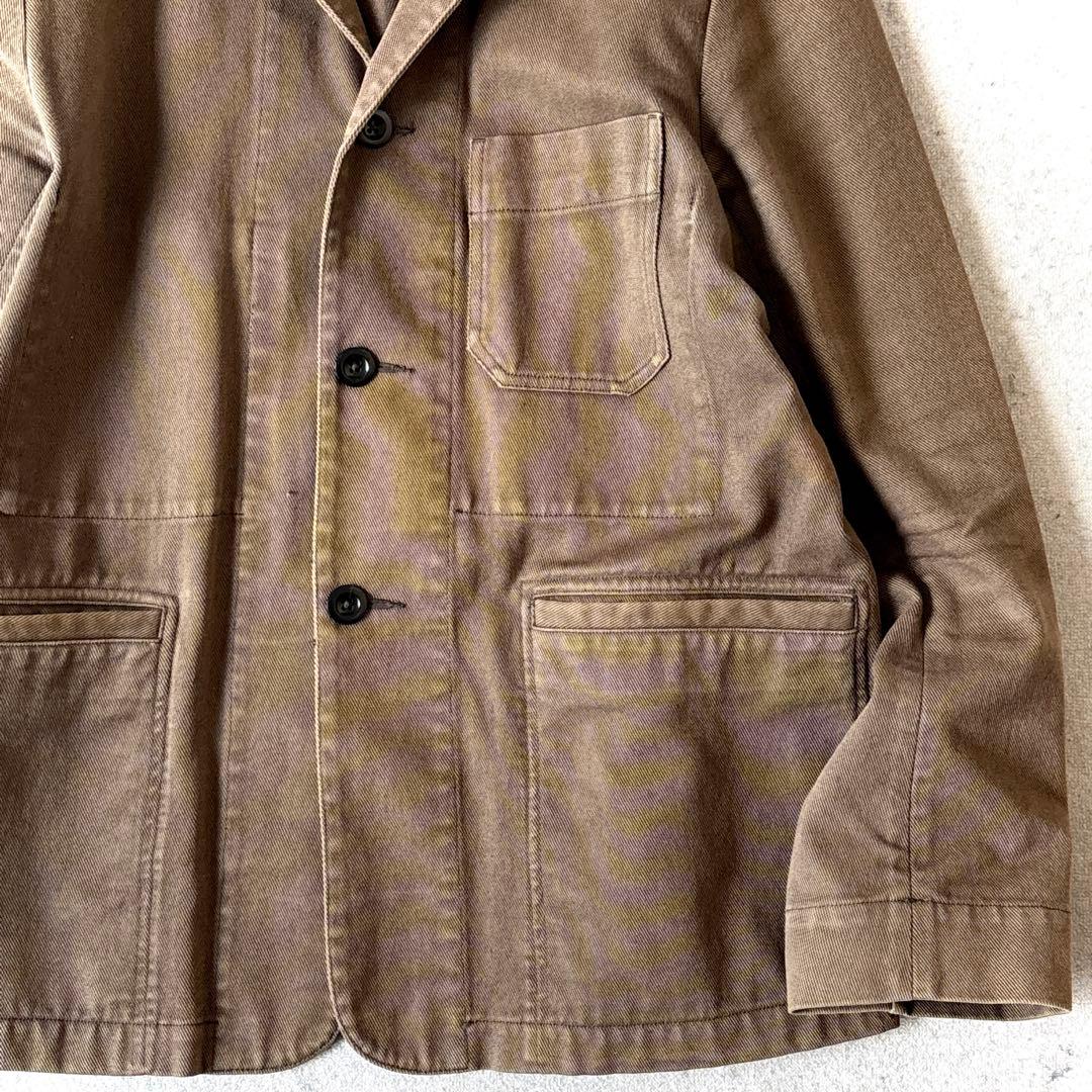 MHL. 日本製 Mサイズ コットン3つボタン ワークジャケット 茶フェード感