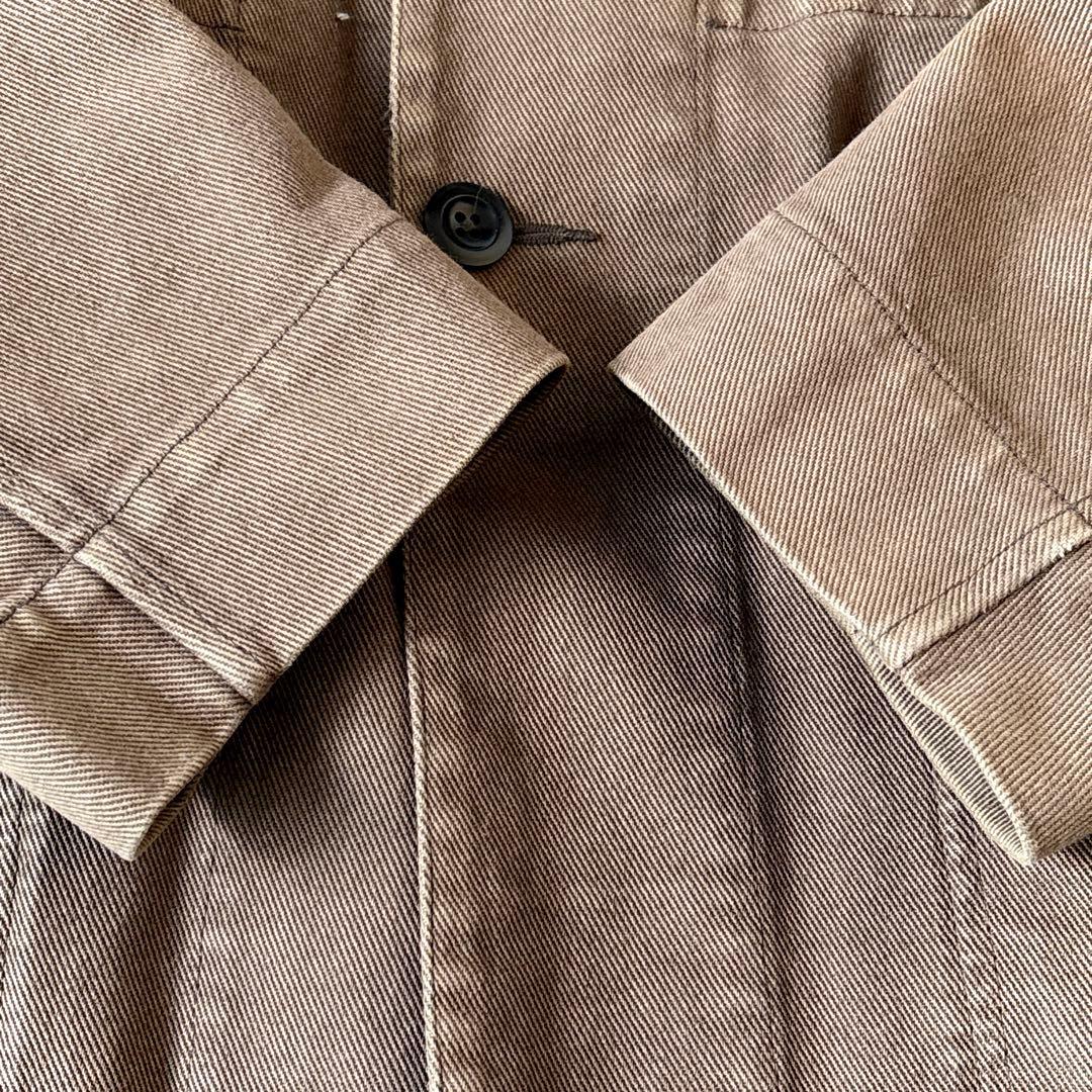 MHL. 日本製 Mサイズ コットン3つボタン ワークジャケット 茶フェード感