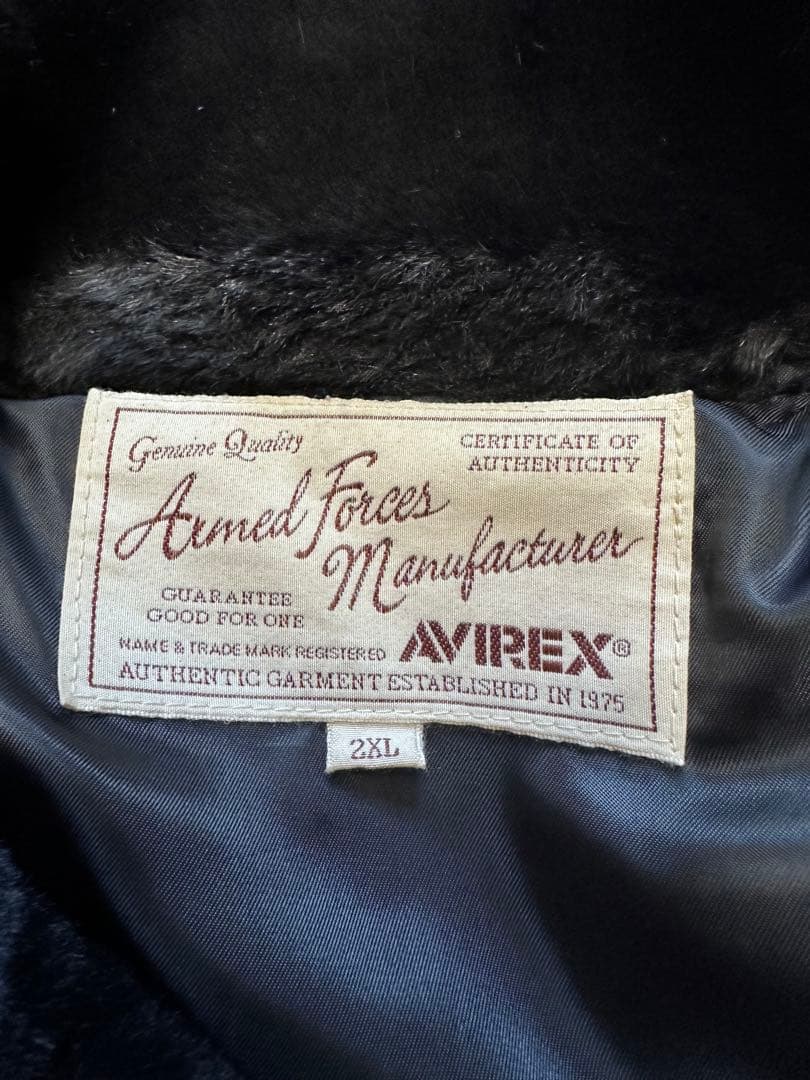 特大！XXL希少 美品 AVIREX 本革 B-3 ファーレザーダウンジャケット
