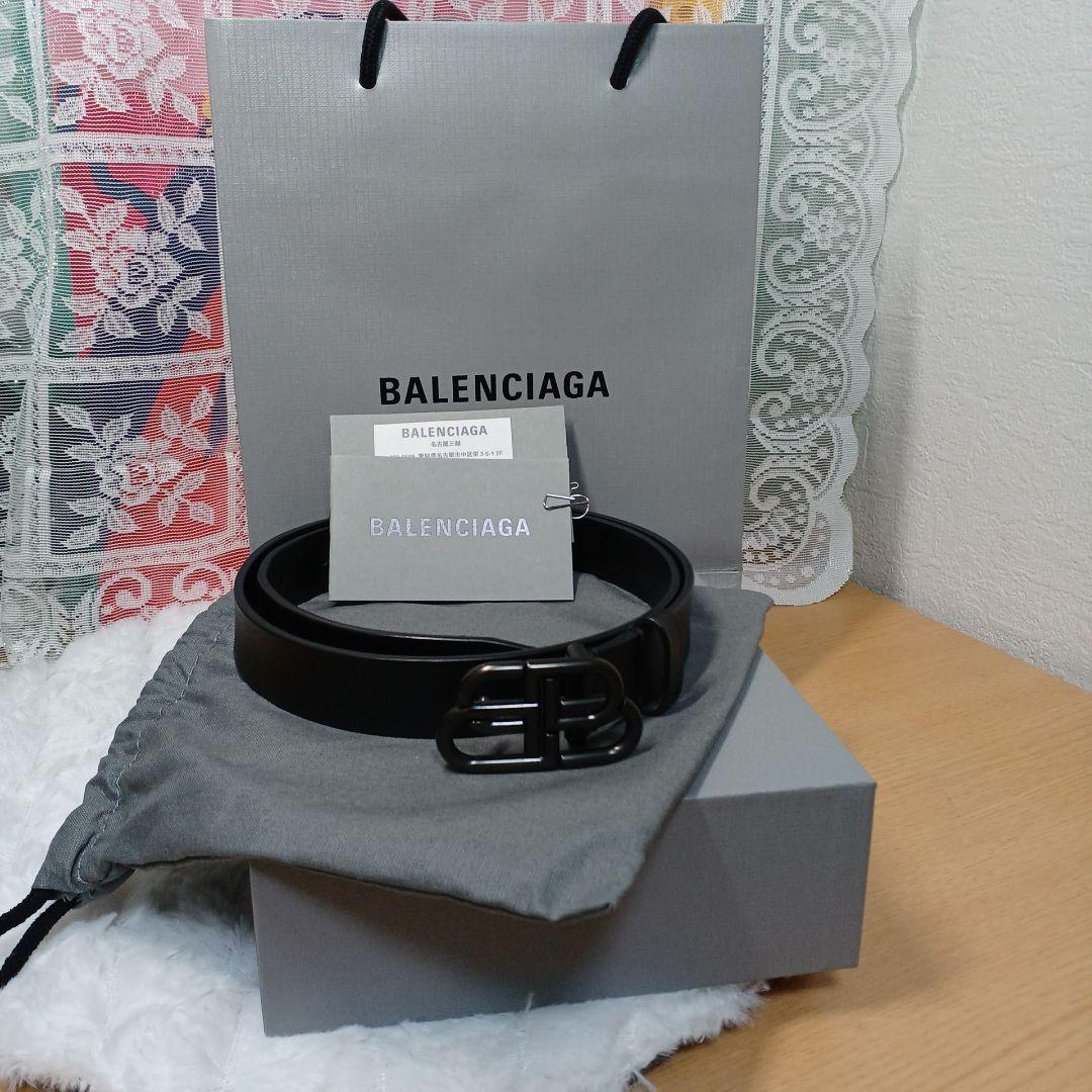 みなべ　BALENCIAGA BBロゴベルト ブラック 　75size