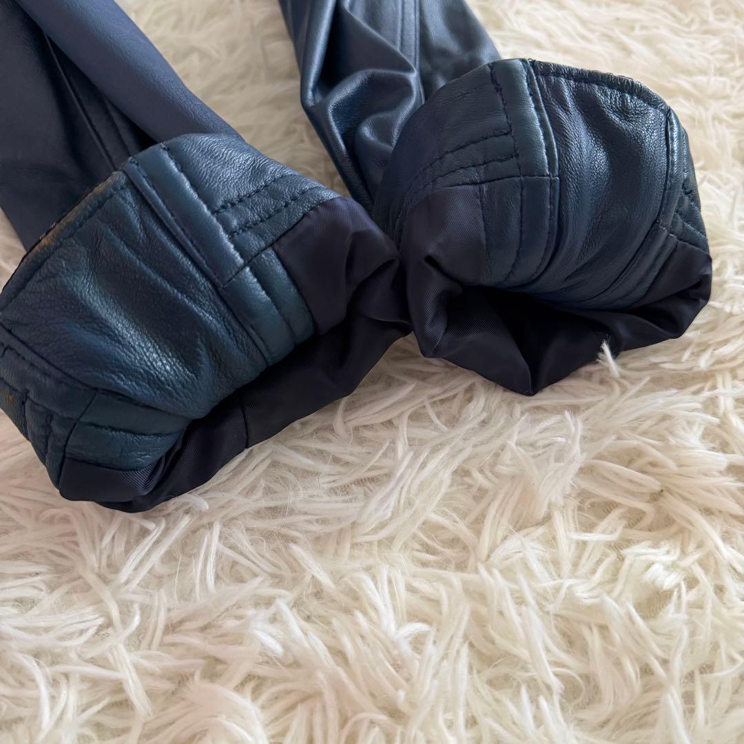 【美品】【希少】バーバリーブラックレーベル　シングルライダース ネイビー系　L