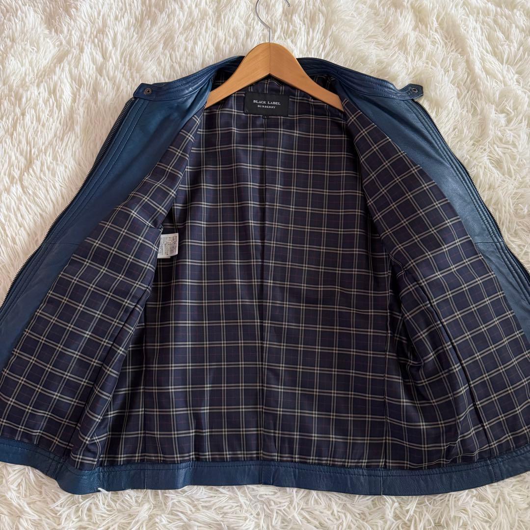 【美品】【希少】バーバリーブラックレーベル　シングルライダース ネイビー系　L