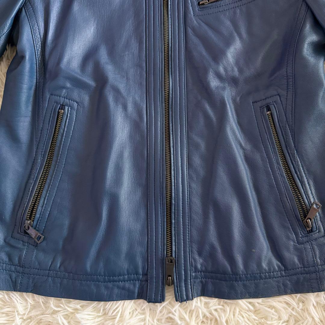 【美品】【希少】バーバリーブラックレーベル　シングルライダース ネイビー系　L