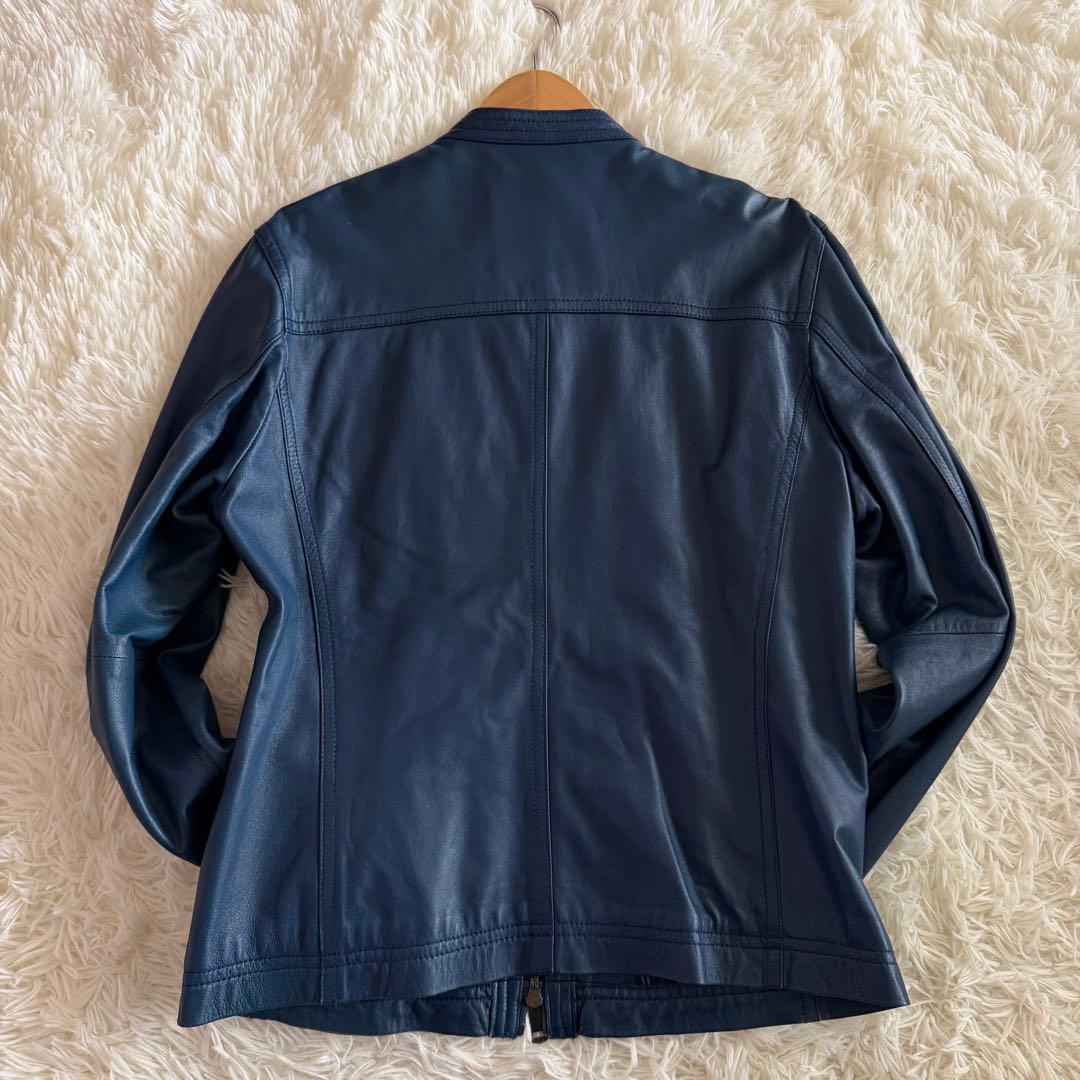 【美品】【希少】バーバリーブラックレーベル　シングルライダース ネイビー系　L