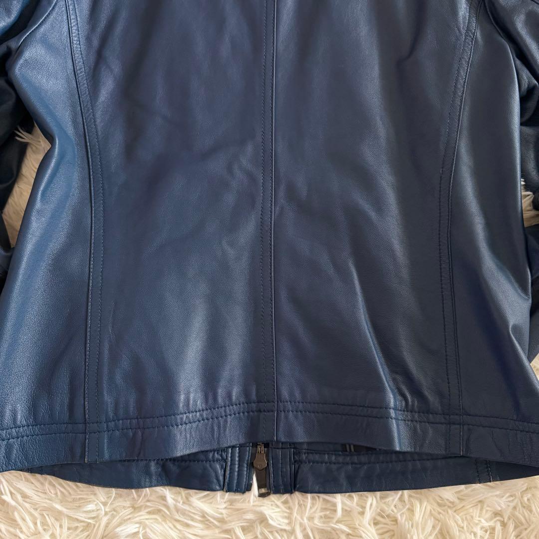 【美品】【希少】バーバリーブラックレーベル　シングルライダース ネイビー系　L