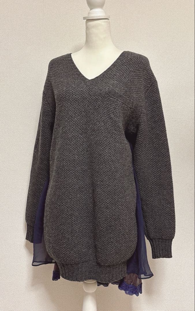 激レア　コレクション✨sacai サカイ ニット シルク バックプリーツ フレア
