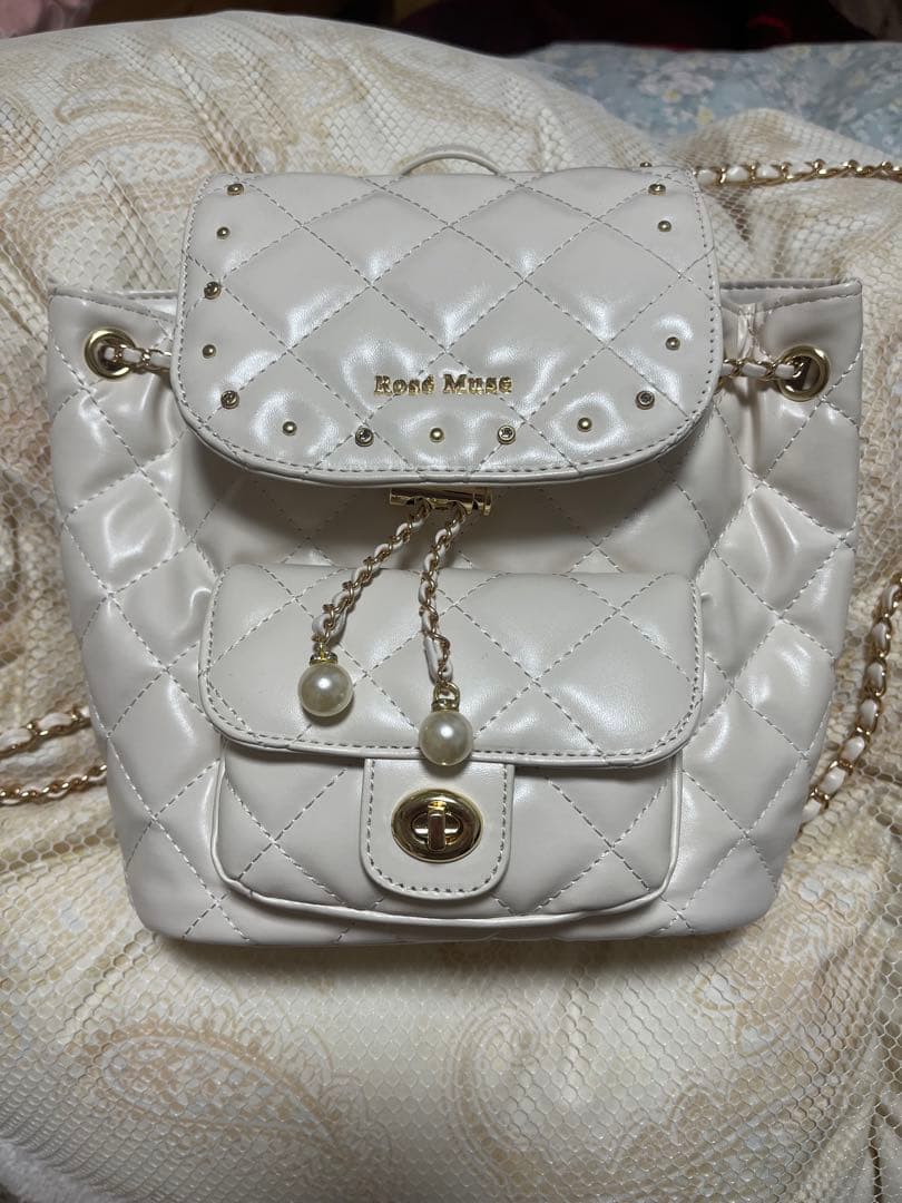 完売品 ロゼミューズ Quilting bijou backpack アイボリー