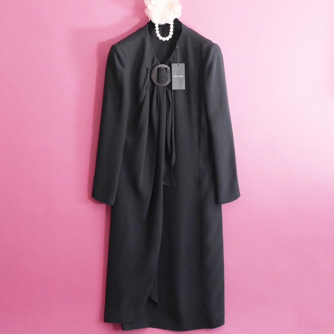 dt145/42/ジョルジオアルマーニ/ブラックドレスワンピース/レディース