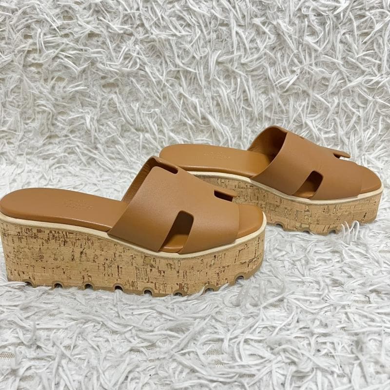 HERMES サンダル エズ30 厚底 ブラウン コルク 36