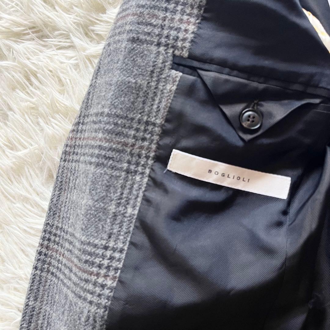 <美品>BOGLIOLI グレー チェック ウール ジャケット サイズ42