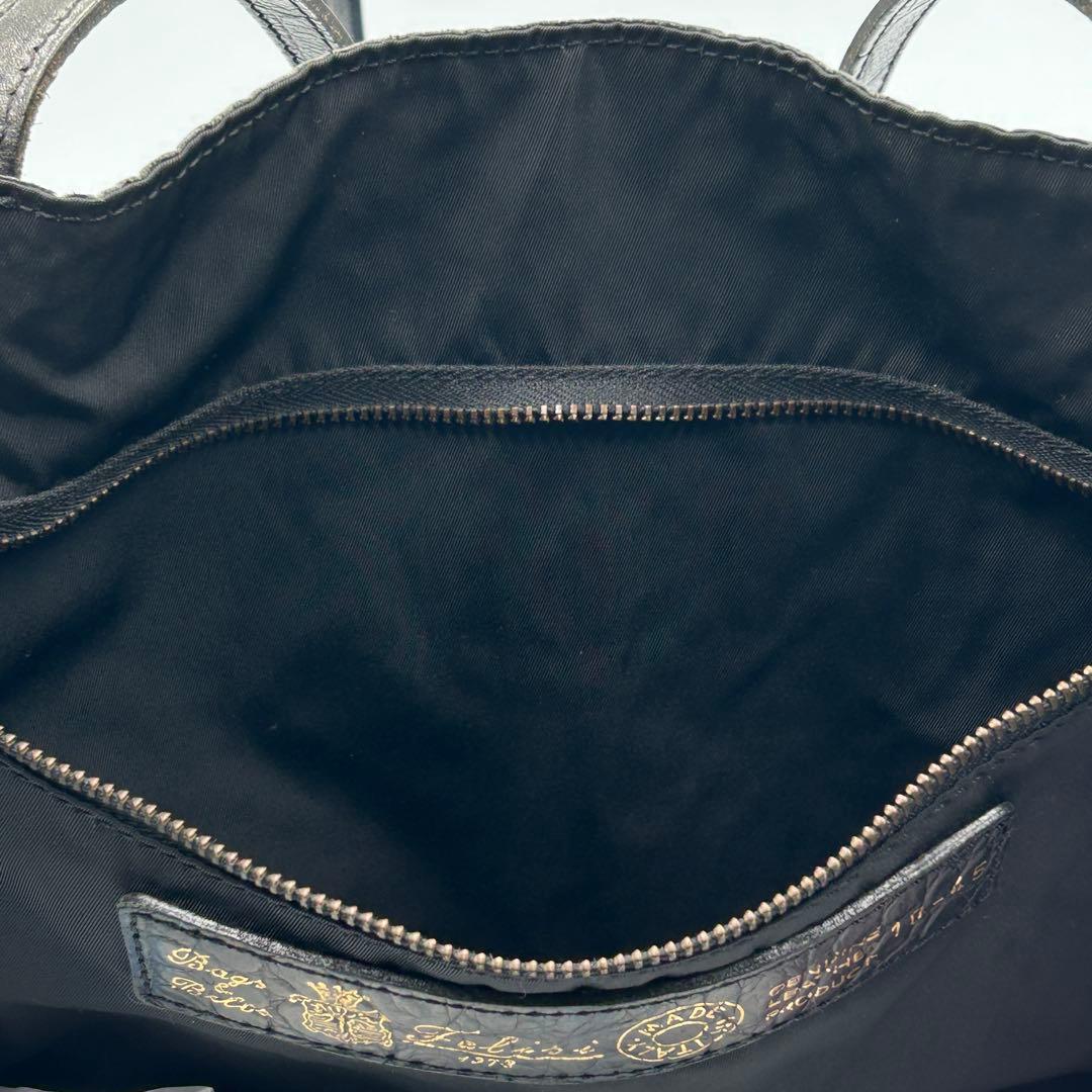 【フェリージ】トートバッグ レザー クロコ型押し BLACK 10-45