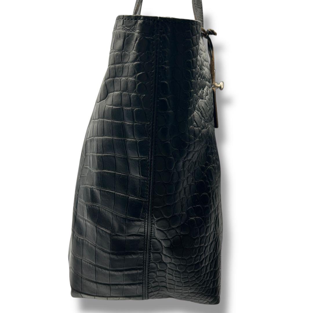 【フェリージ】トートバッグ レザー クロコ型押し BLACK 10-45
