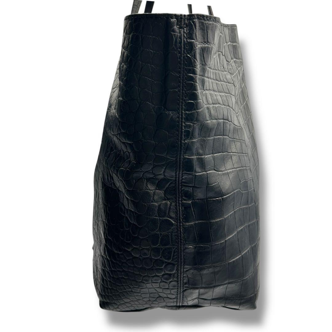 【フェリージ】トートバッグ レザー クロコ型押し BLACK 10-45