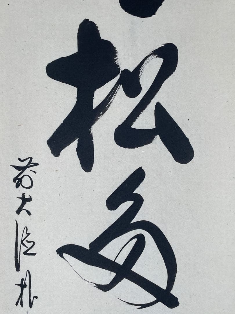 【茶道具】茶掛　大徳寺福衆院　佐藤朴堂　『青松多寿色』 一行書　共箱　美品