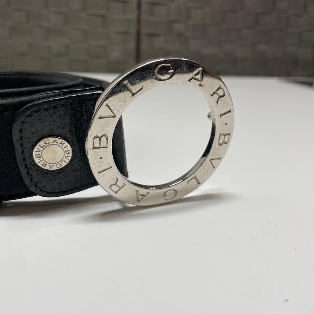 お*み様 BVLGARI ブルガリブルガリ　黒レザーベルト ロゴ入りバックル