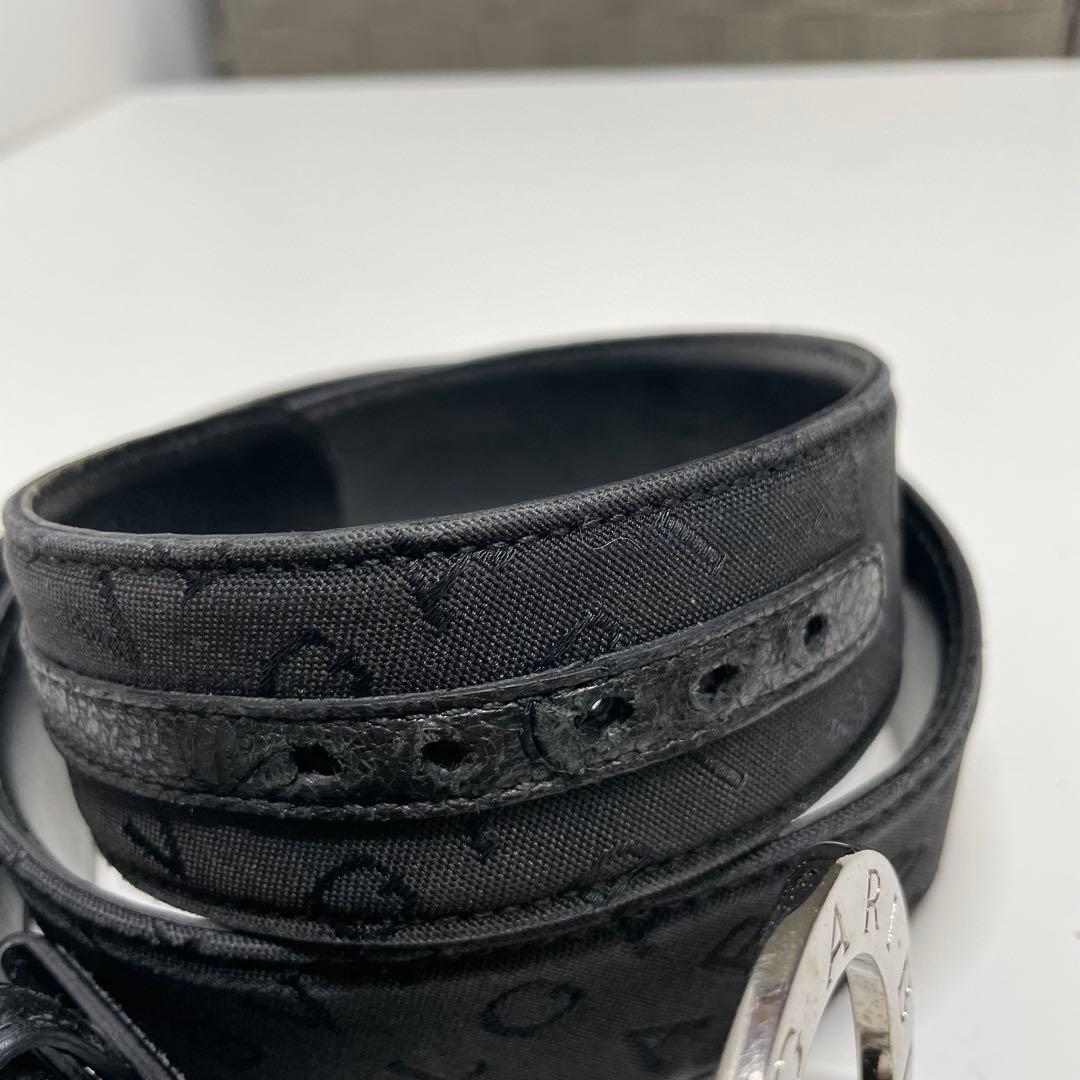 お*み様 BVLGARI ブルガリブルガリ　黒レザーベルト ロゴ入りバックル