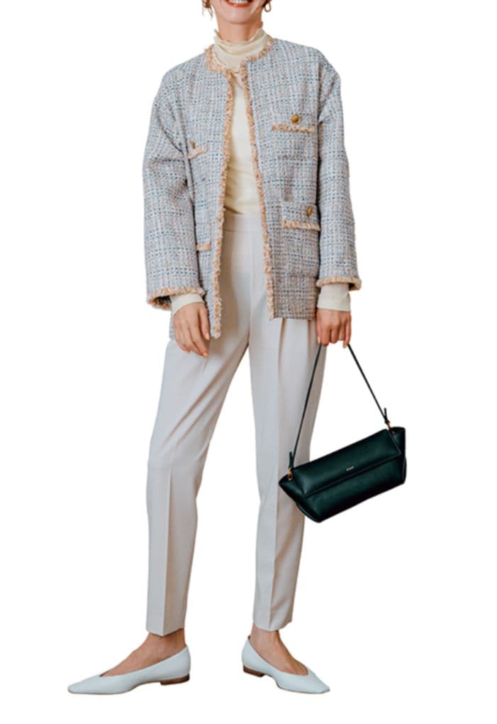 【おらふ】ツイード ポケット ノーカラー ジャケット 38サイズ